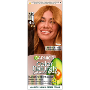 GARNIER COLOR NATURALS 7.31 TOFFEE BLONDE WITHOUT BLEACH — BLONDE FOR DARK BASES 150 GM
